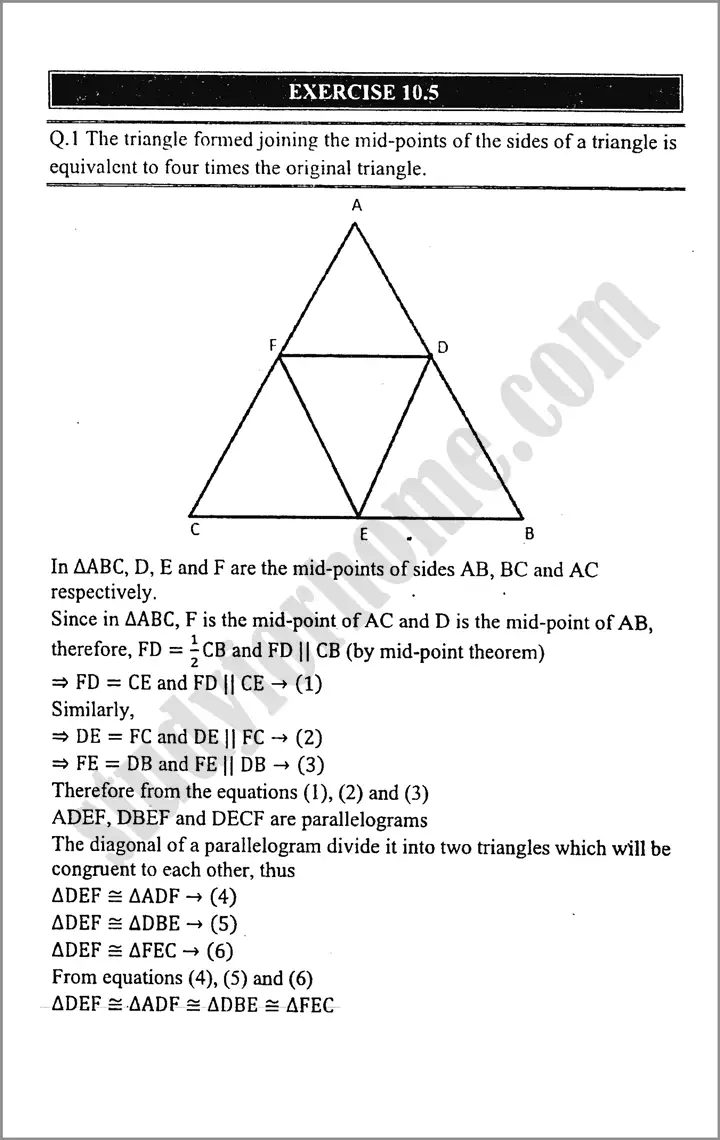 parallelograms and triangles exercise 10 5 mathematics class 9th 01