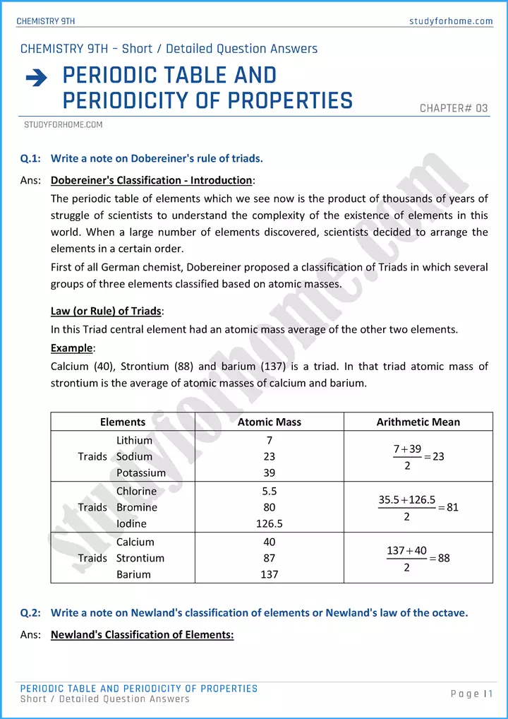 periodic-table-and-periodicity-of-properties-short-and-detailed-question-answers-chemistry-class-9th