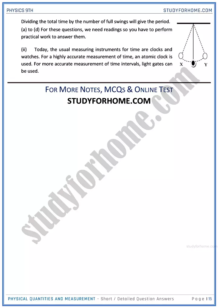 physical quantities and measurement short and detailed answer questions physics class 9th 15