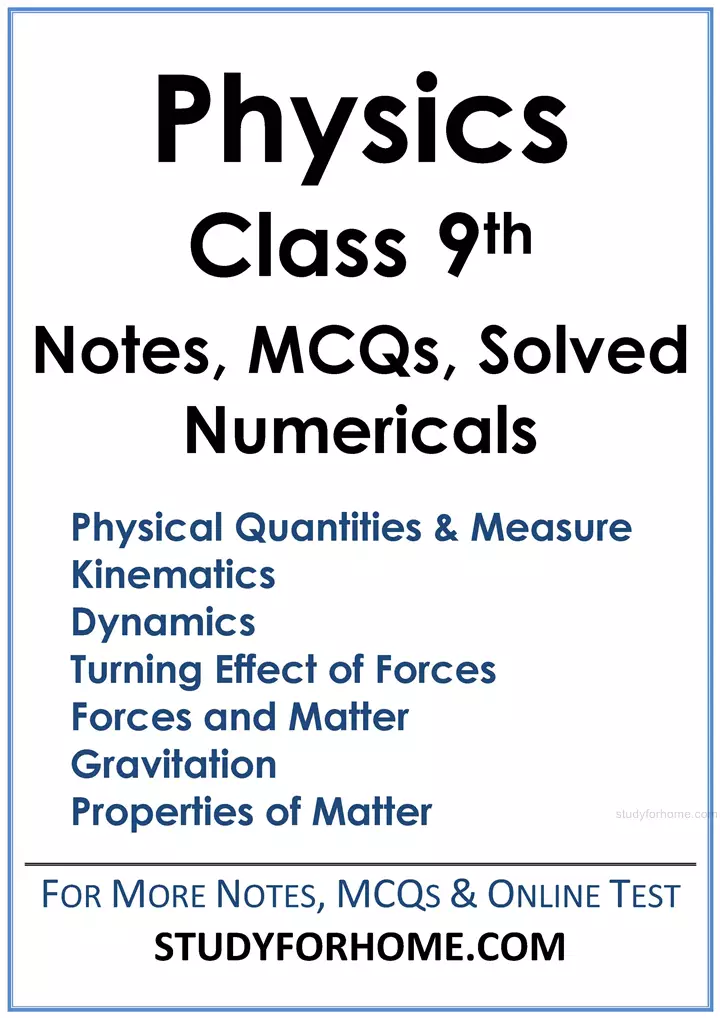 physics-notes-mcqs-solved-numericals-class-9th-sindh-board-science-group