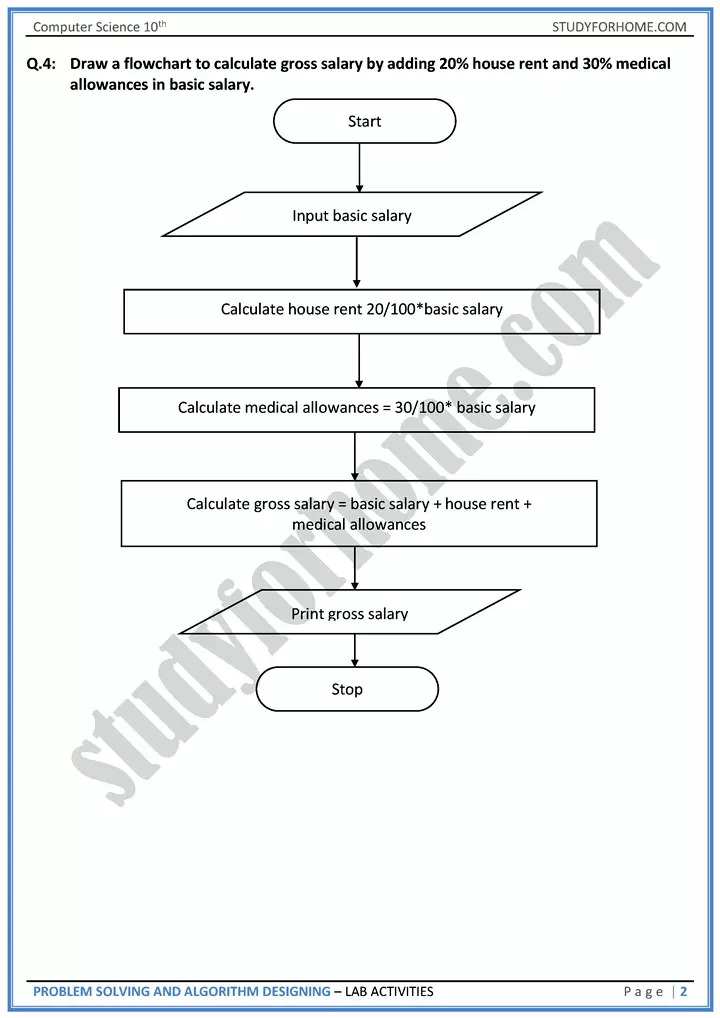 problem solving and algorithm designing lab activities computer science class 10th 02