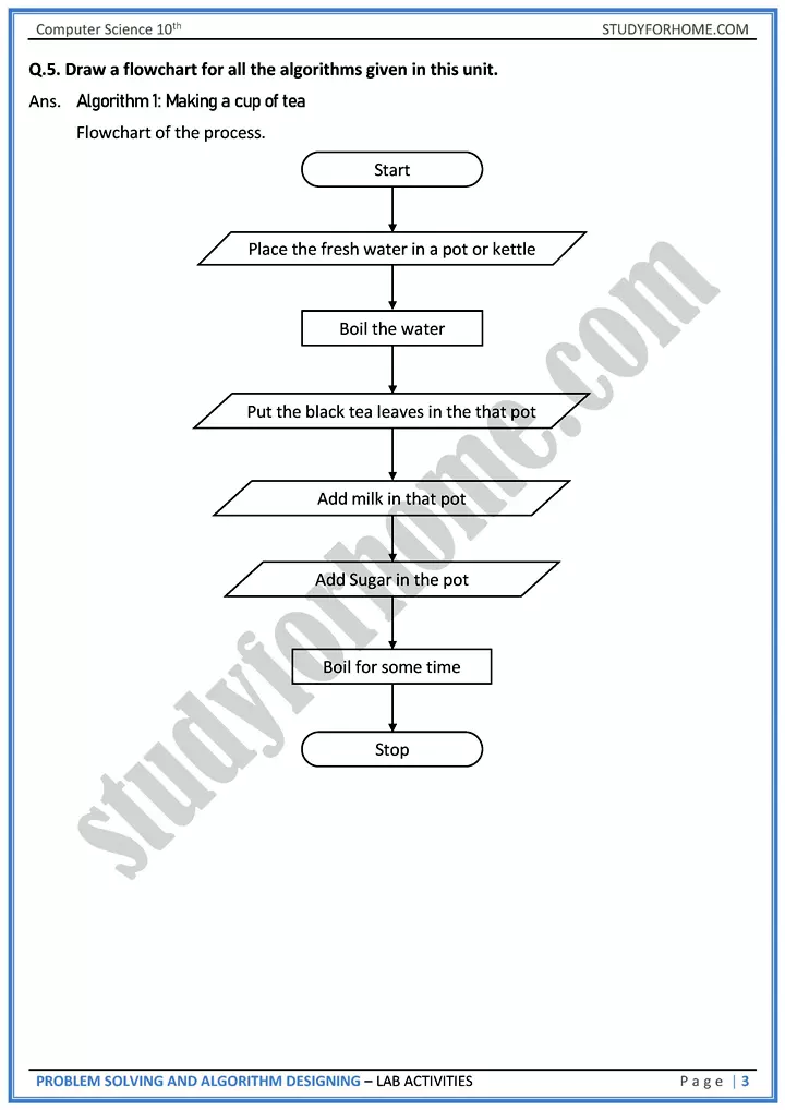 problem solving and algorithm designing lab activities computer science class 10th 03