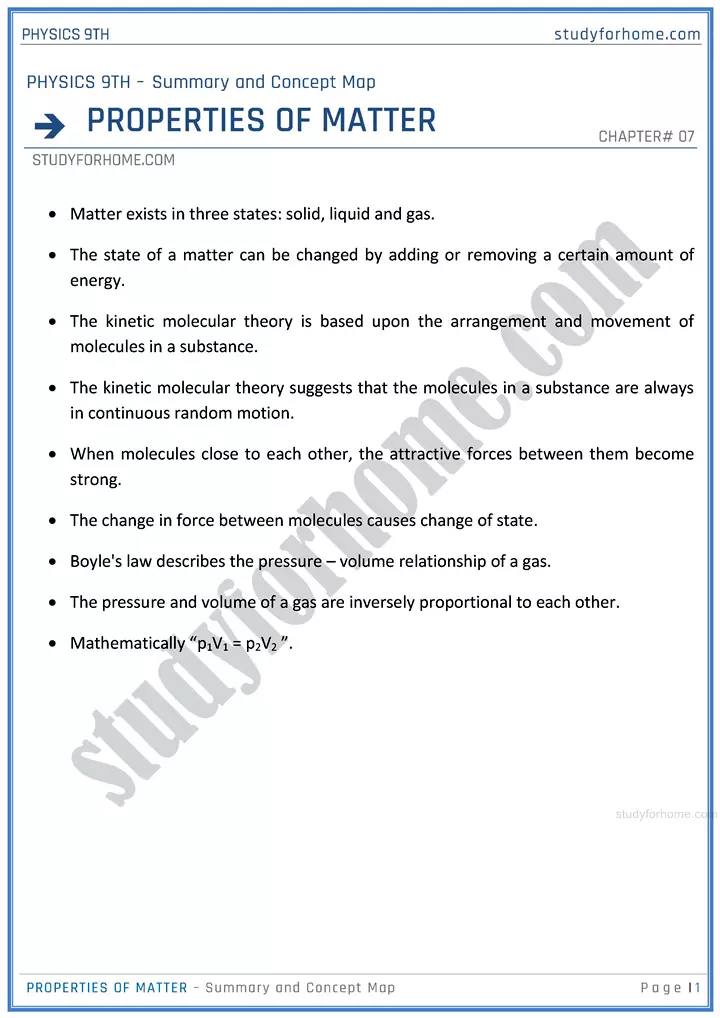 properties-of-matter-chapter-summary-and-concept-map-physics-class-9th