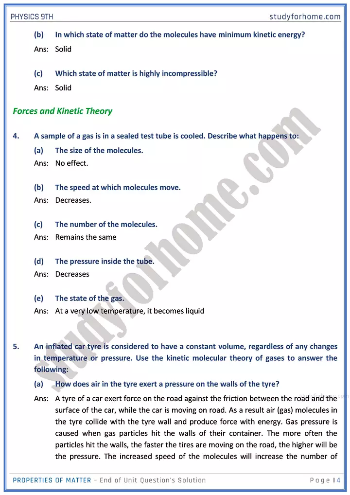 properties of matter end of unit questions solution physics class 9th 04