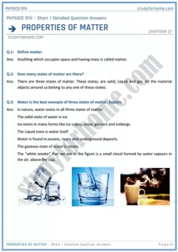 properties-of-matter-short-and-detailed-answer-questions-physics-class-9th