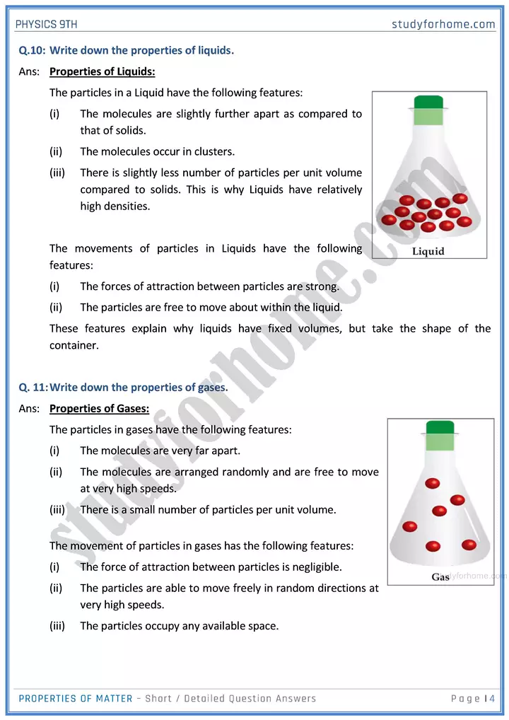 properties of matter short and detailed answer questions physics class 9th 04