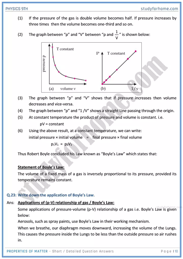 properties of matter short and detailed answer questions physics class 9th 10