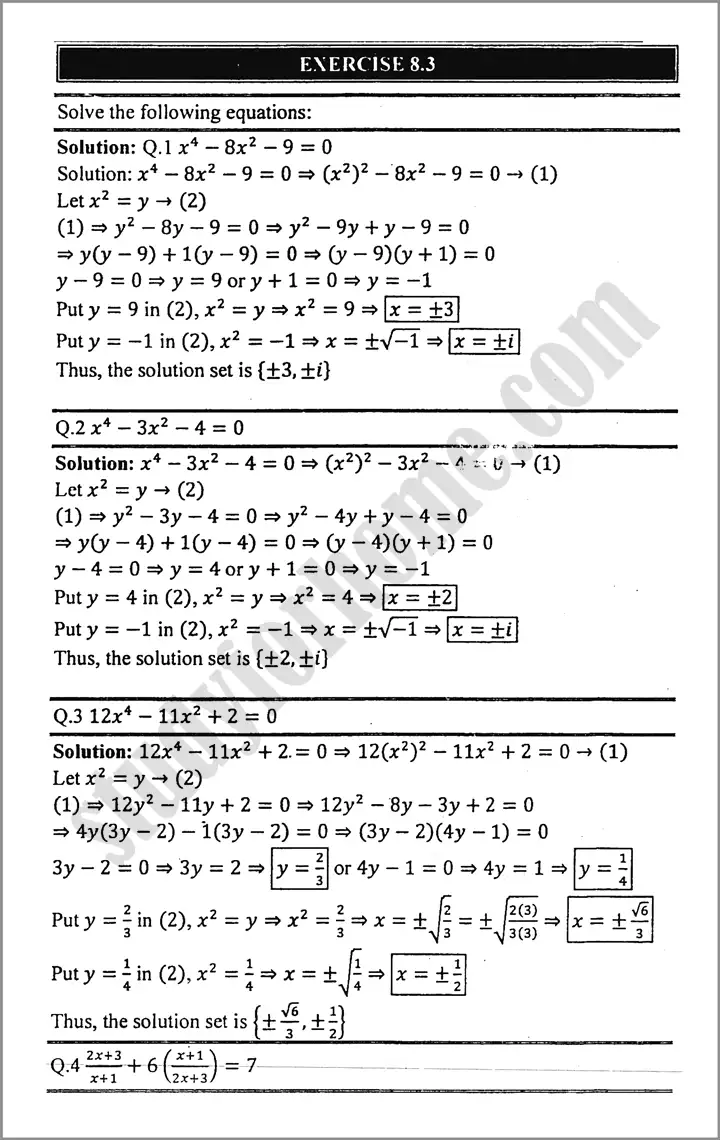 quadratic-equations-exercise-8-3-mathematics-class-9th