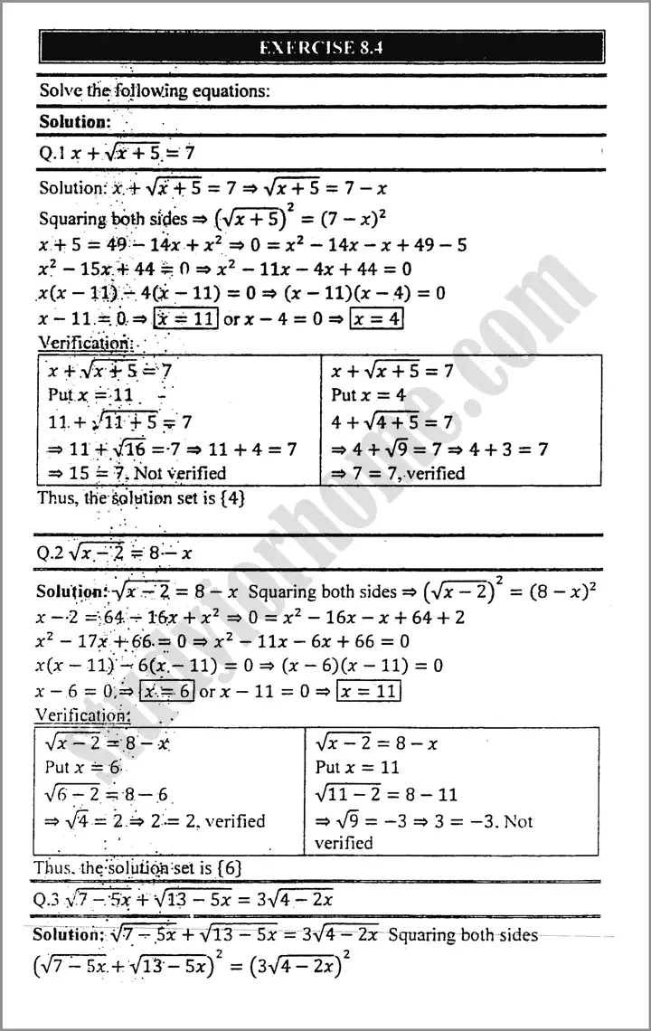 quadratic-equations-exercise-8-4-mathematics-class-9th