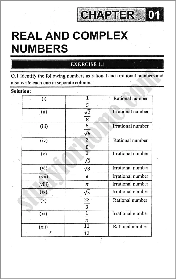 real and complex numbers exercise 1 1 mathematics class 9th 01