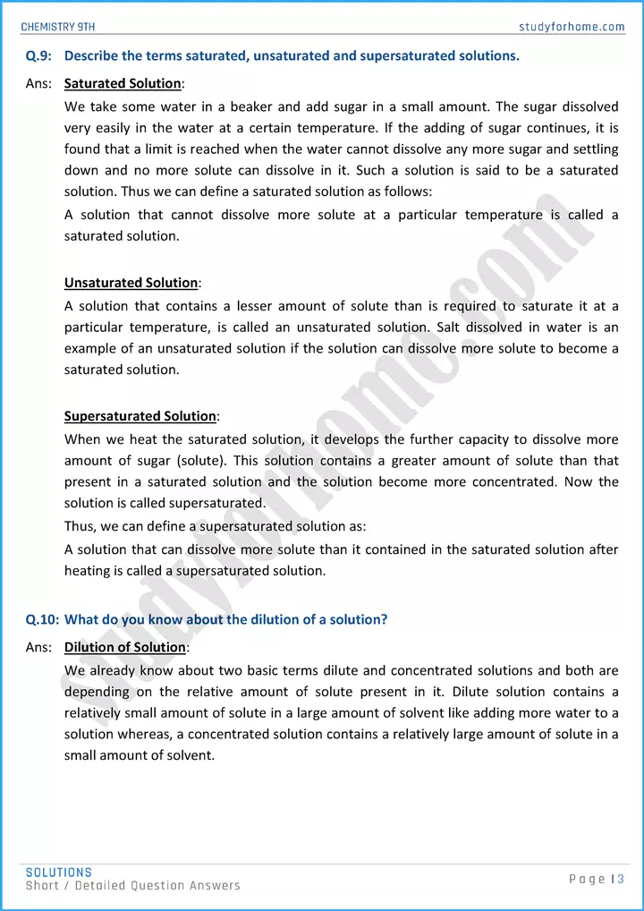 solutions short and detailed question answers chemistry class 9th 03