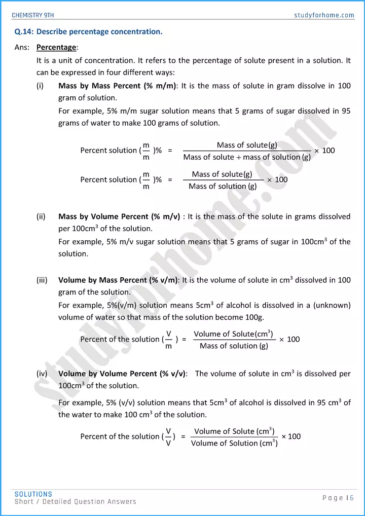 solutions short and detailed question answers chemistry class 9th 06