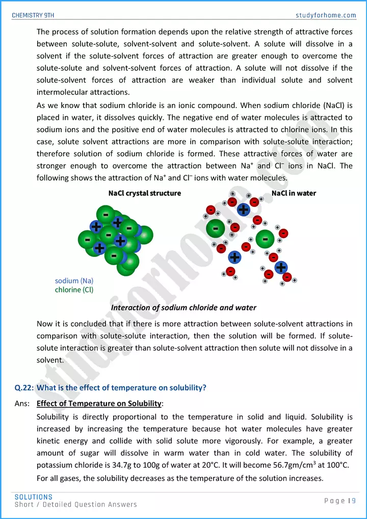 solutions short and detailed question answers chemistry class 9th 09