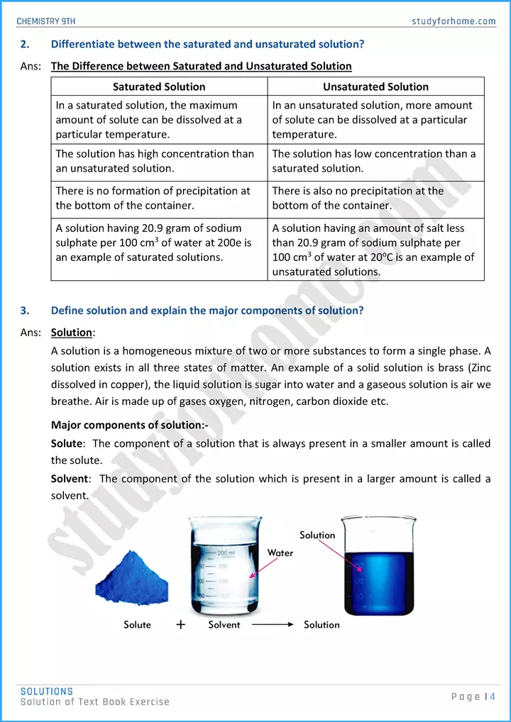 solutions solution of text book exercise chemistry class 9th 04