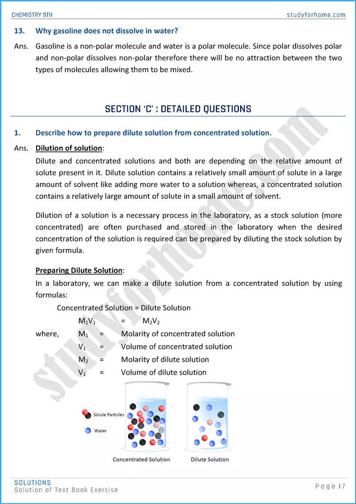 solutions solution of text book exercise chemistry class 9th 07