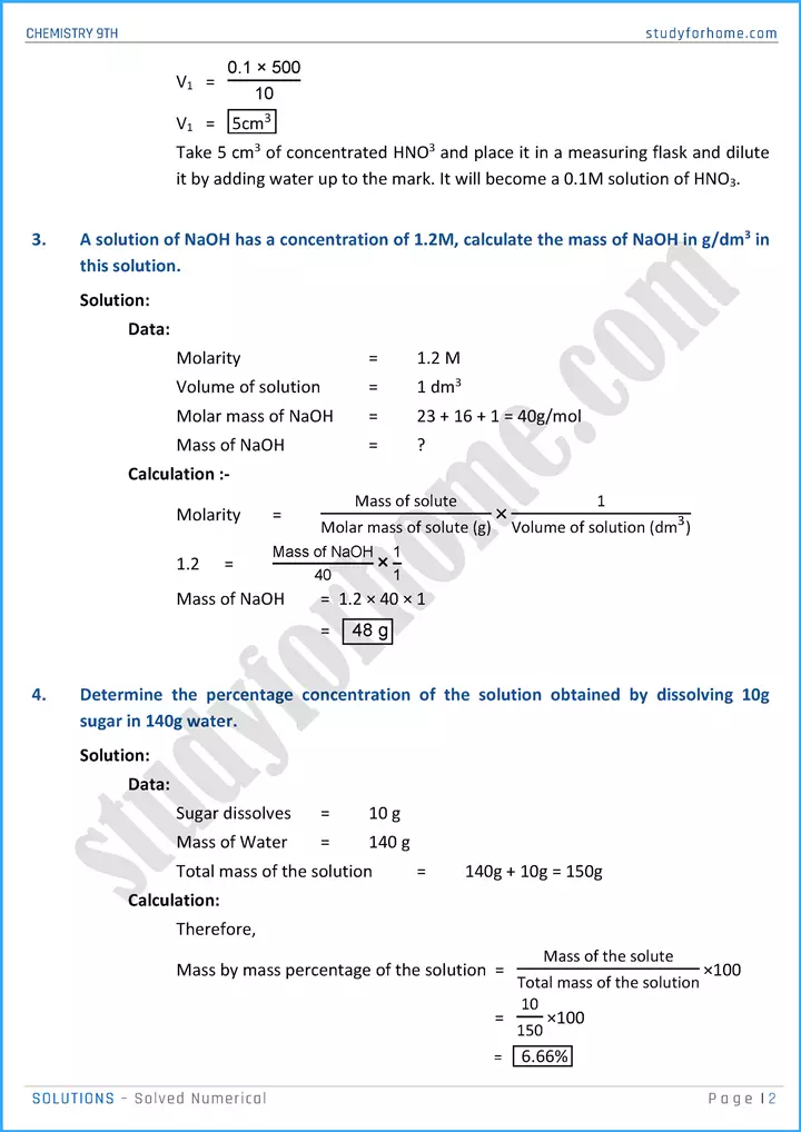 solutions solved numerical chemistry class 9th 02