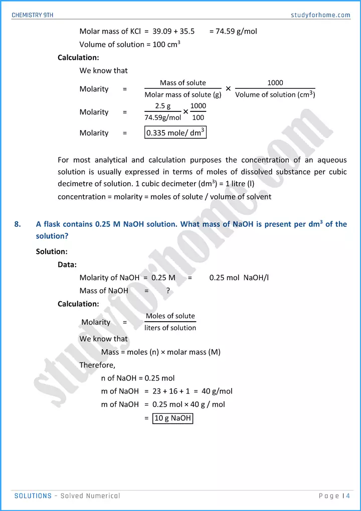 solutions solved numerical chemistry class 9th 04