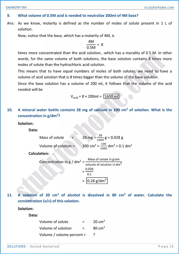 solutions solved numerical chemistry class 9th 05