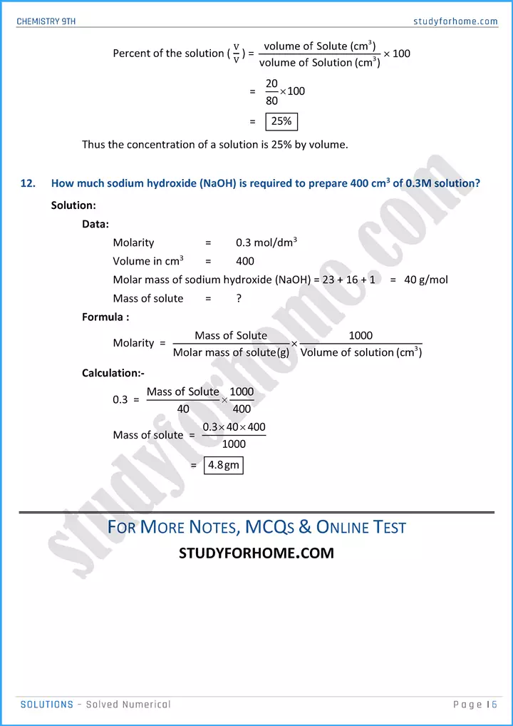 solutions solved numerical chemistry class 9th 06