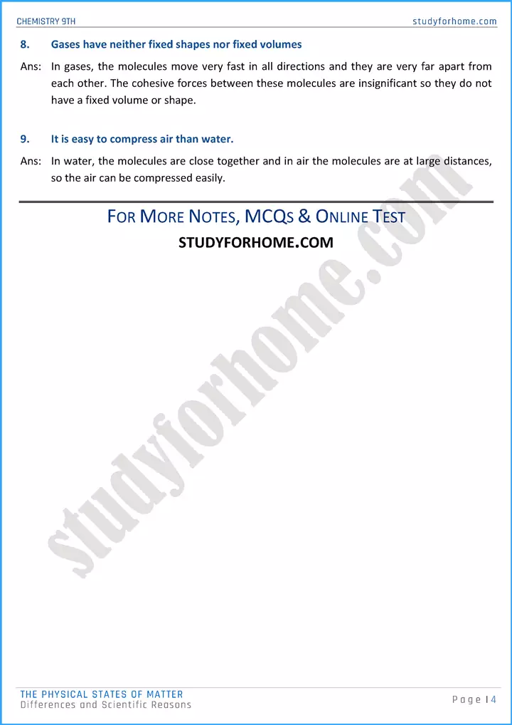 the physical states of matter differences and scientific reasons chemistry class 9th 04