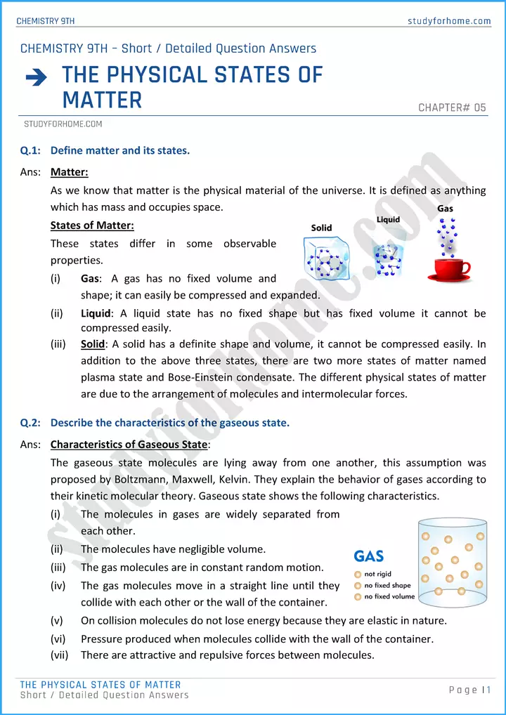 the-physical-states-of-matter-short-and-detailed-question-answers-chemistry-class-9th