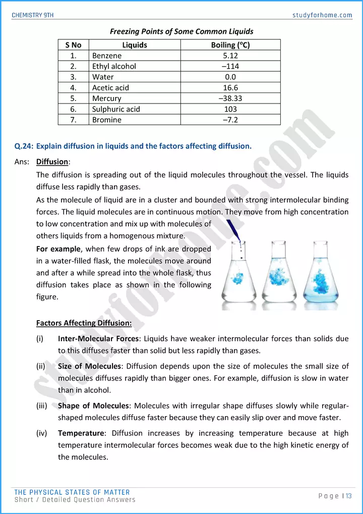 the physical states of matter short and detailed question answers chemistry class 9th 13