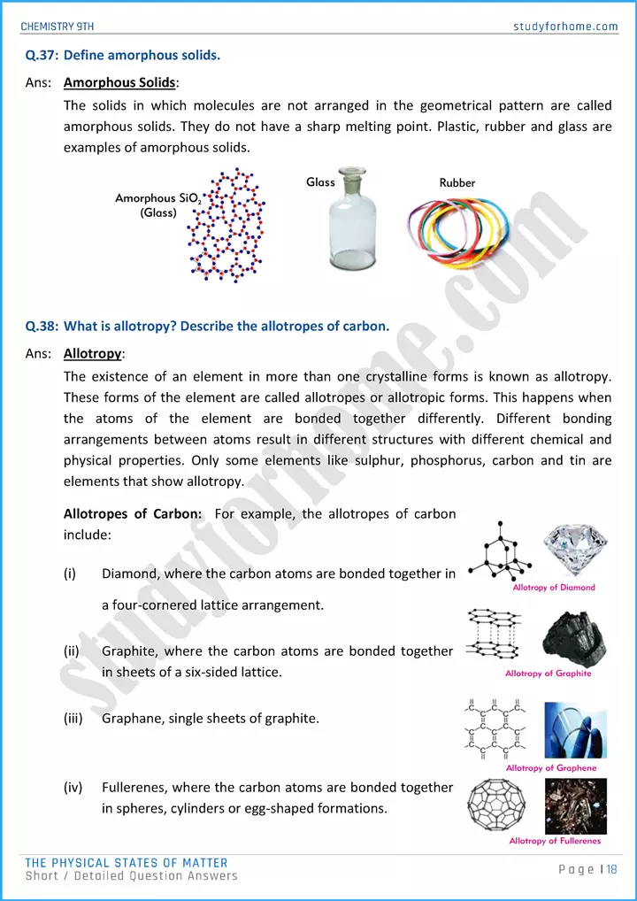 the physical states of matter short and detailed question answers chemistry class 9th 18