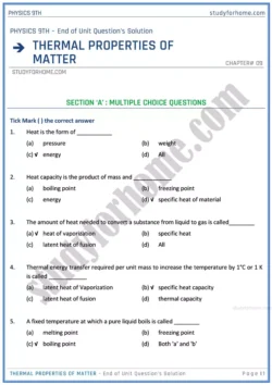 thermal-properties-of-matter-end-of-unit-questions-solution-physics-class-9th