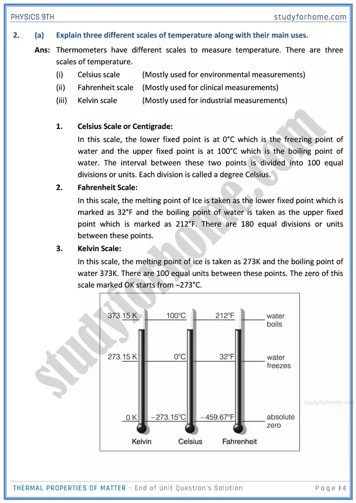 thermal properties of matter end of unit questions solution physics class 9th 04