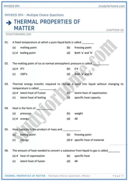 thermal-properties-of-matter-multiple-choice-questions-physics-class-9th