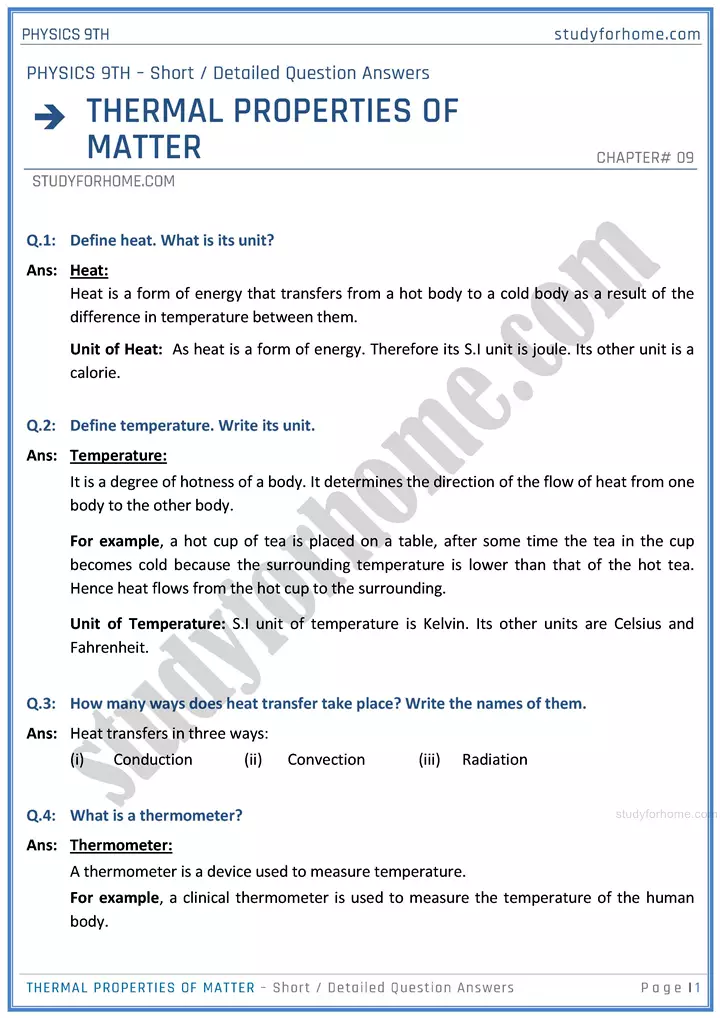 thermal-properties-of-matter-short-and-detailed-answer-questions-physics-class-9th