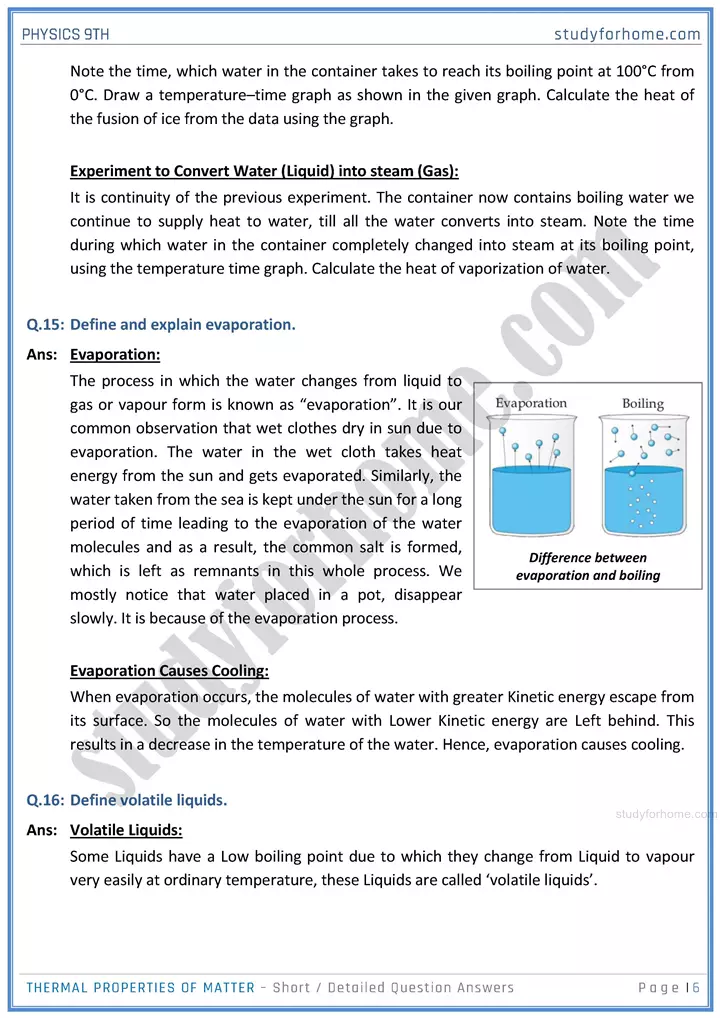 thermal properties of matter short and detailed answer questions physics class 9th 06