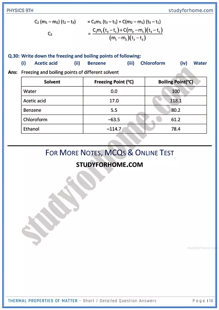 thermal properties of matter short and detailed answer questions physics class 9th 14