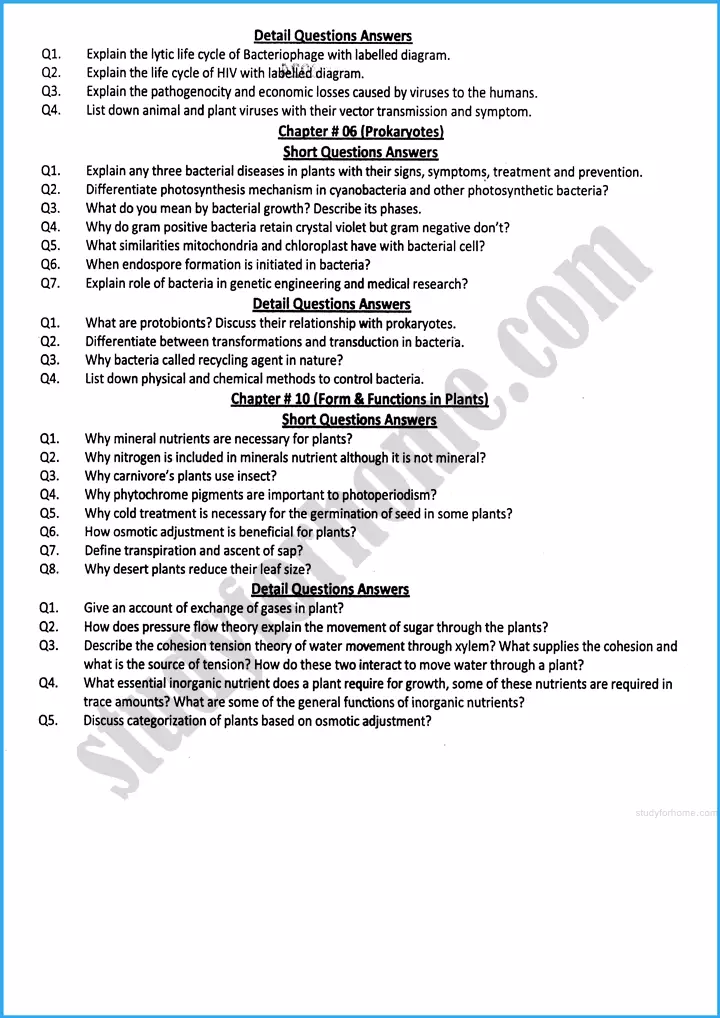 botany 11th adamjee coaching guess paper 2025 science group 2