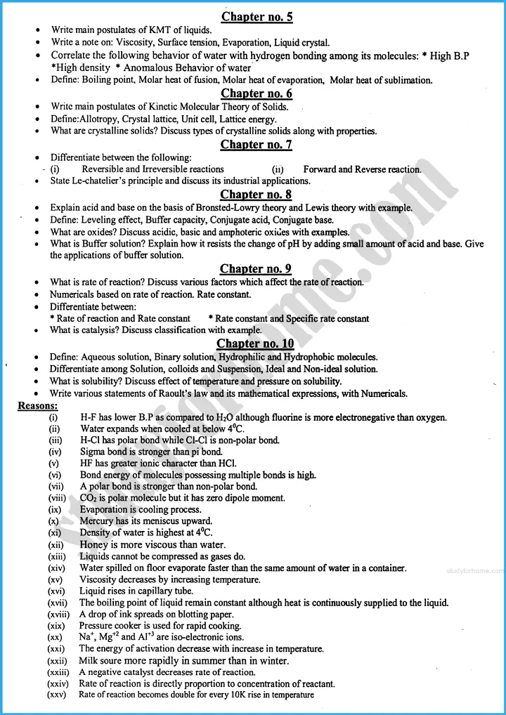 chemistry 11th adamjee coaching guess paper 2025 science group 2