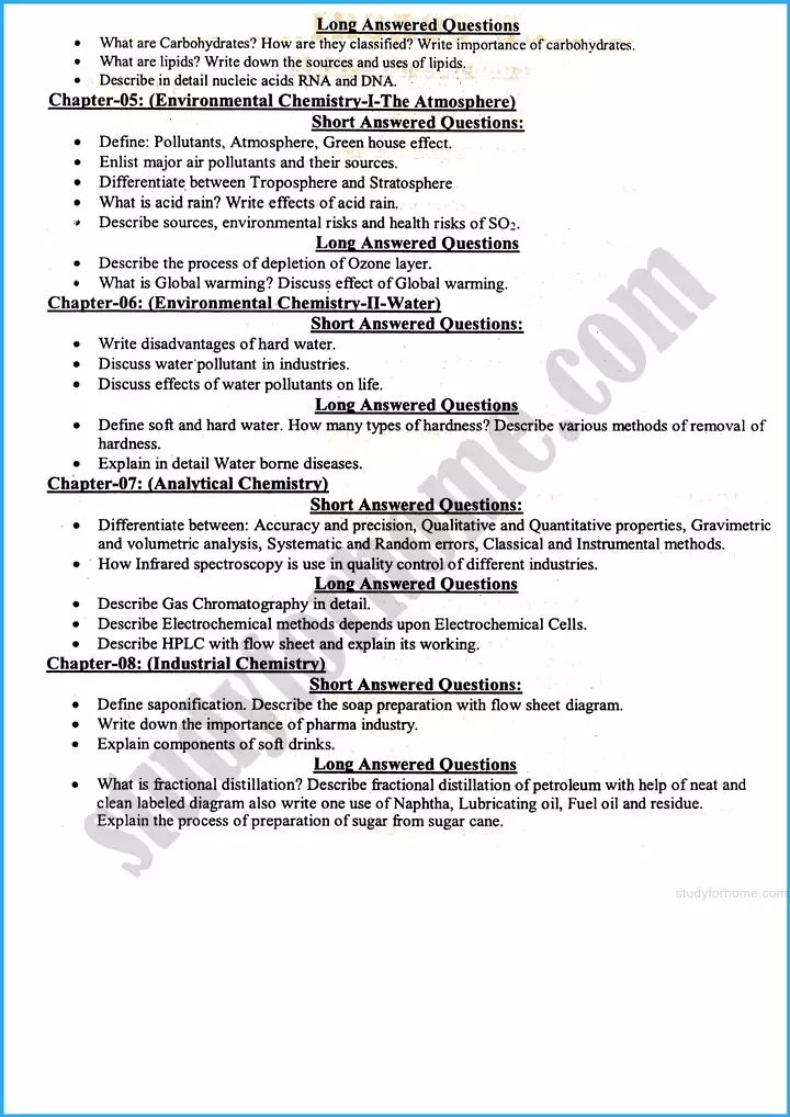 class 10th chemistry 2025 adamjee coaching guess papers 2