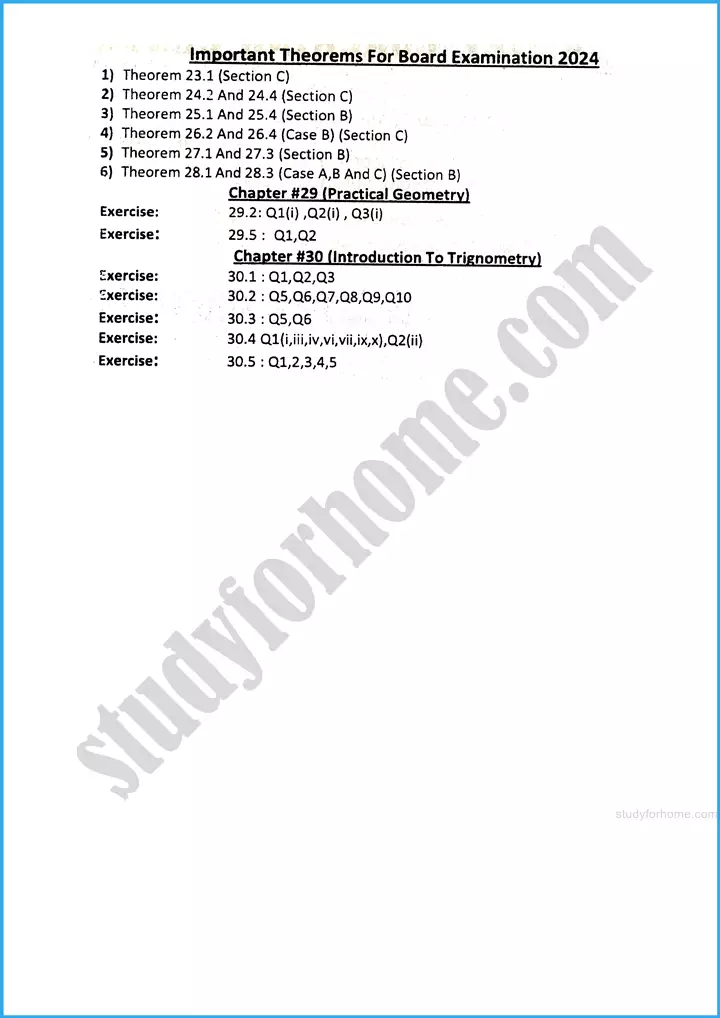 class 10th mathematics 2025 adamjee coaching guess papers 2