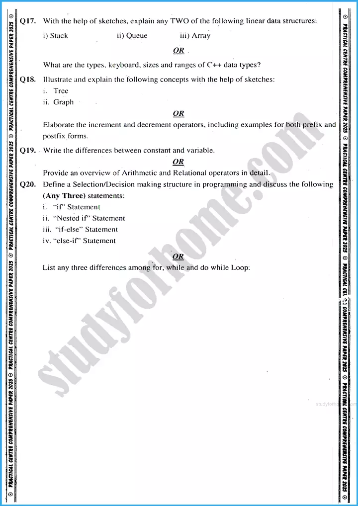 computer science 10th practical centre guess paper 2025 science group 4