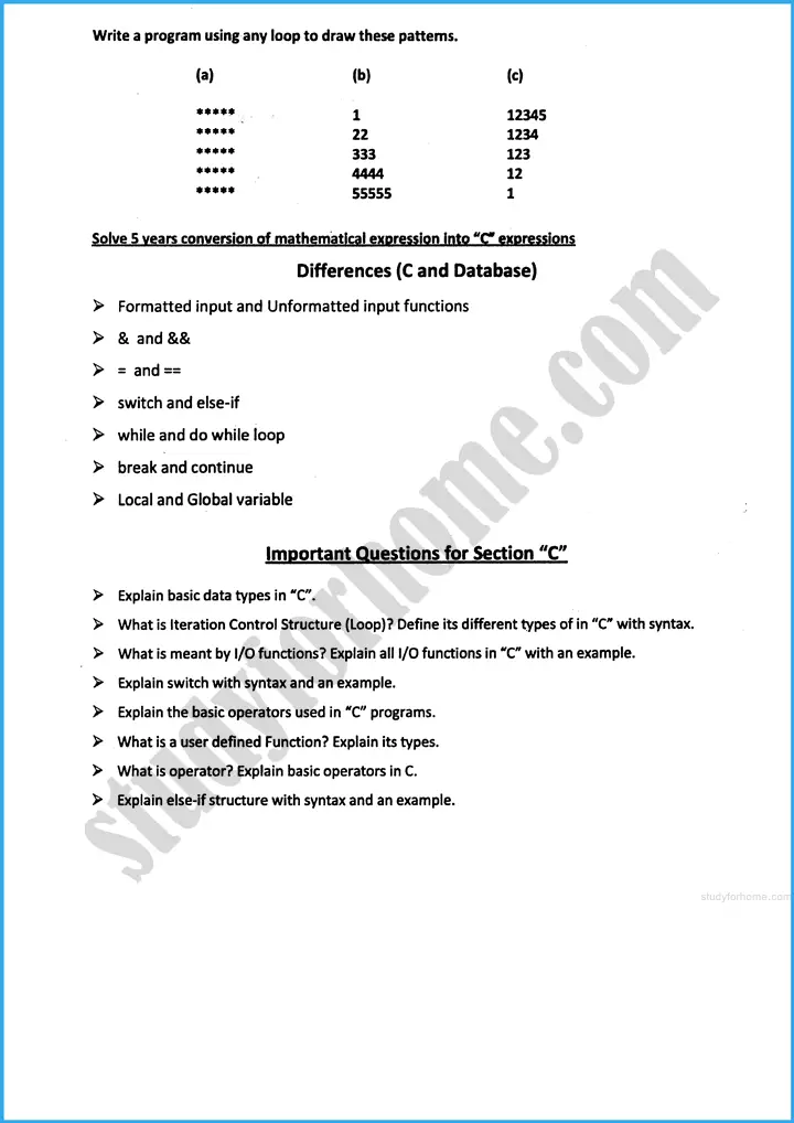 computer science 12th adamjee coaching guess paper 2025 science group 2