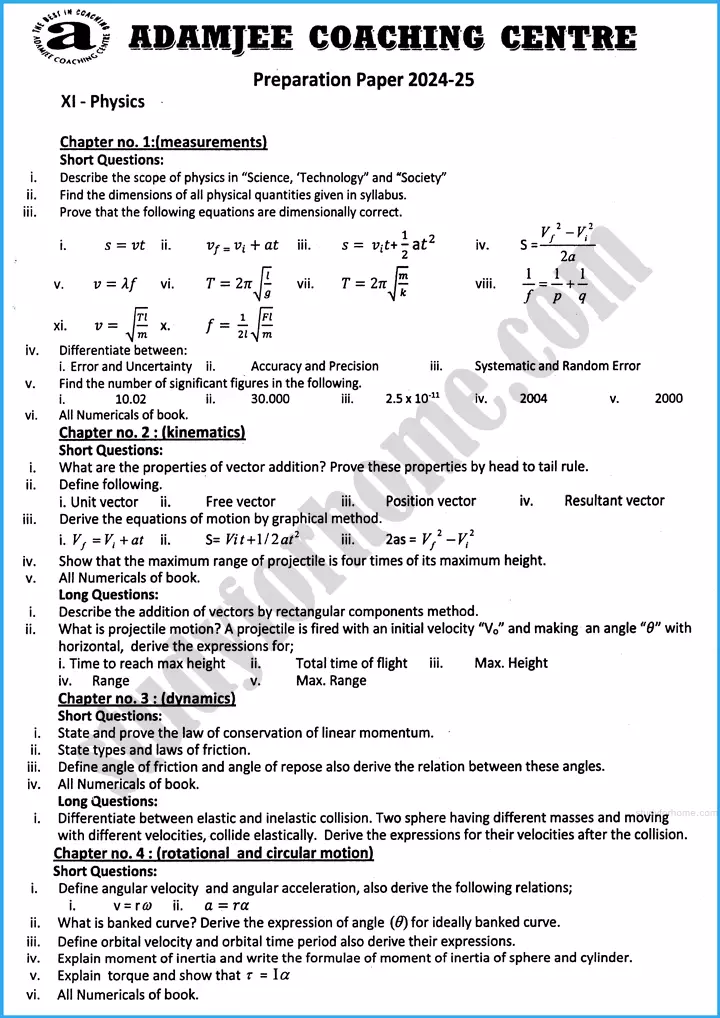 physics-11th-adamjee-coaching-guess-paper-2025-science-group