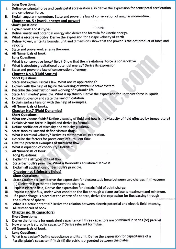 physics 11th adamjee coaching guess paper 2025 science group 2