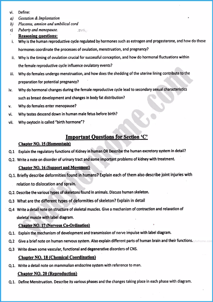 zoology 12th adamjee coaching guess paper 2025 science group 3