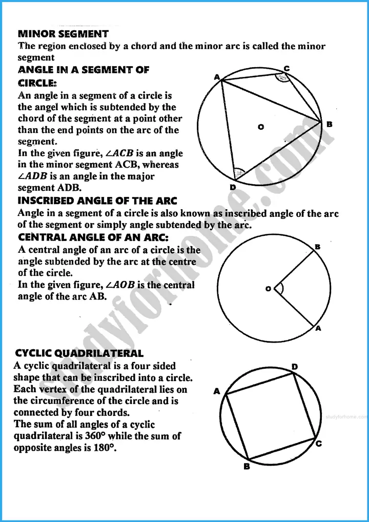 angle in a segment of a circle definition and formulae mathematics class 10th 02