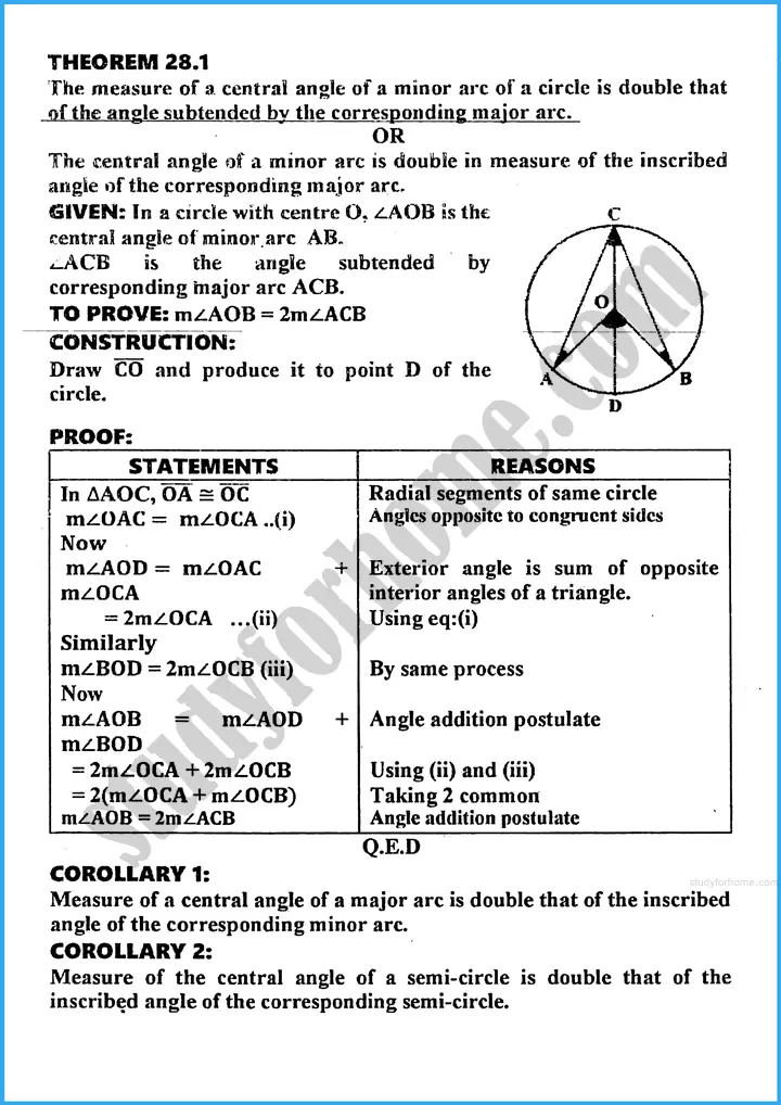 angle in a segment of a circle definition and formulae mathematics class 10th 03