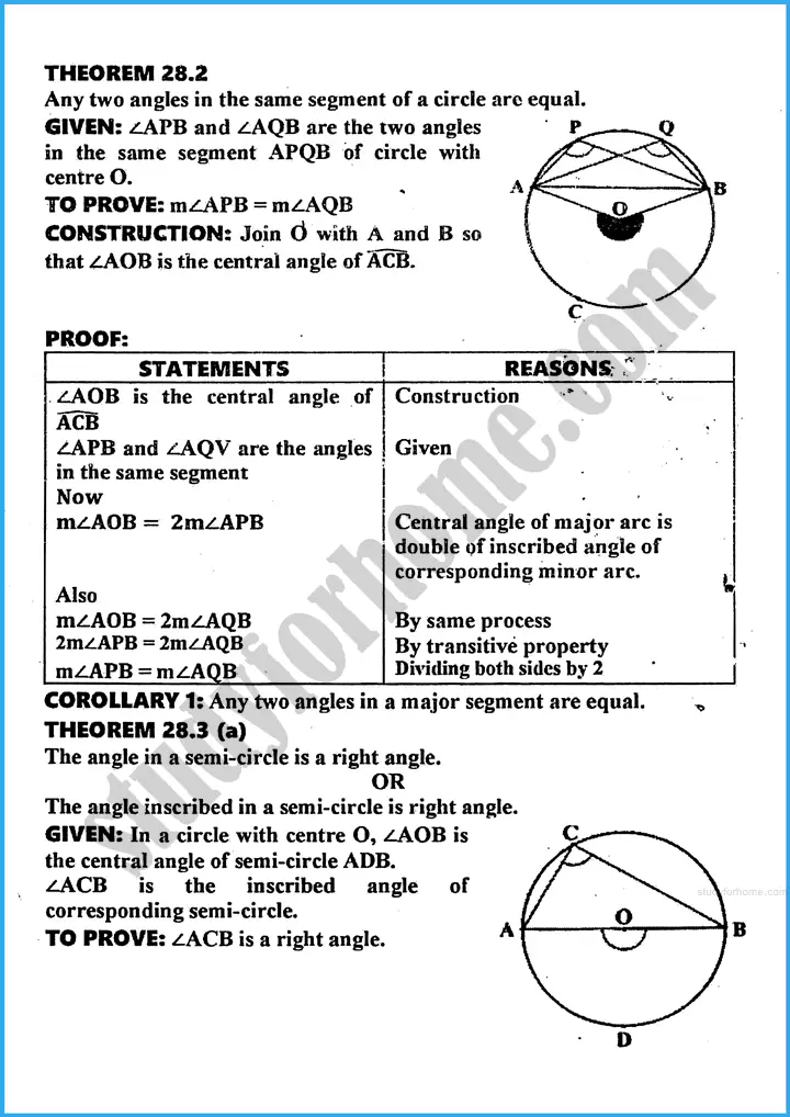 angle in a segment of a circle definition and formulae mathematics class 10th 04