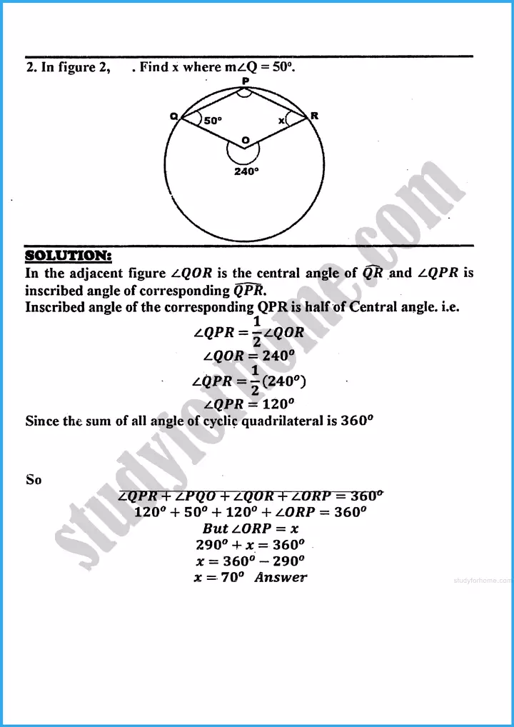 angle in a segment of a circle exercise 28 1 mathematics class 10th 02