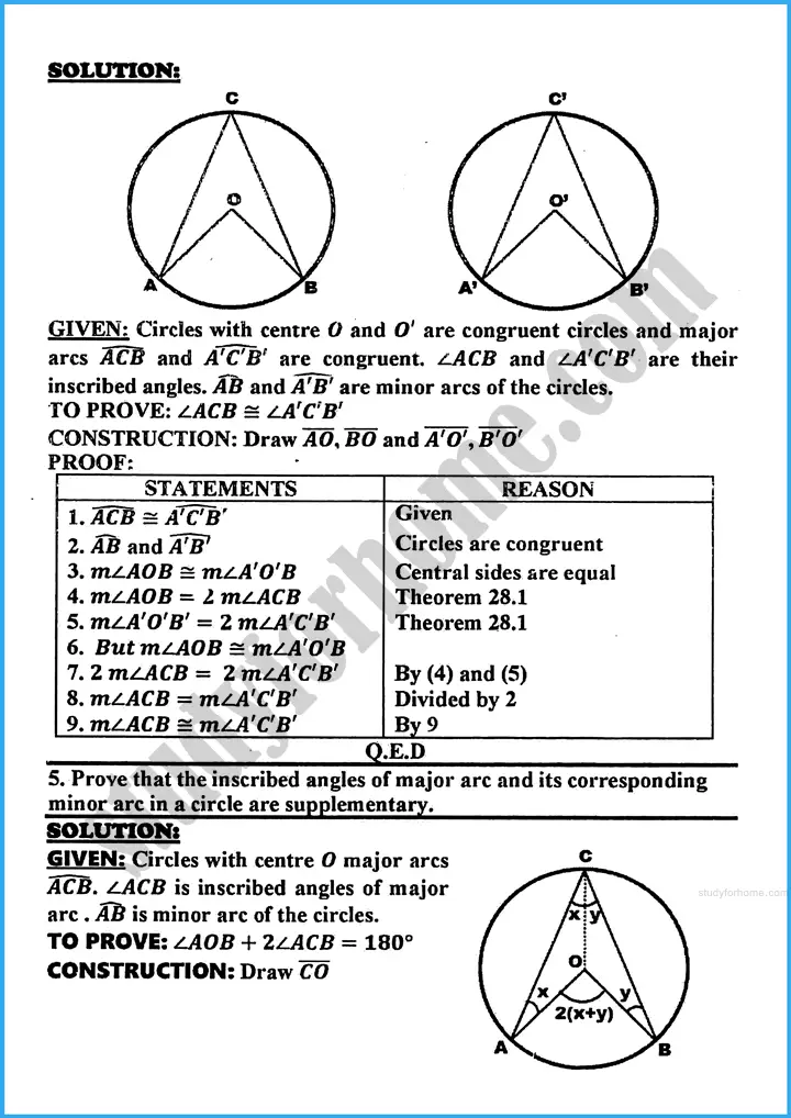 angle in a segment of a circle exercise 28 1 mathematics class 10th 04