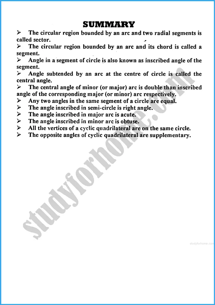 angle in a segment of a circle review exercise 28 mathematics class 10th 02