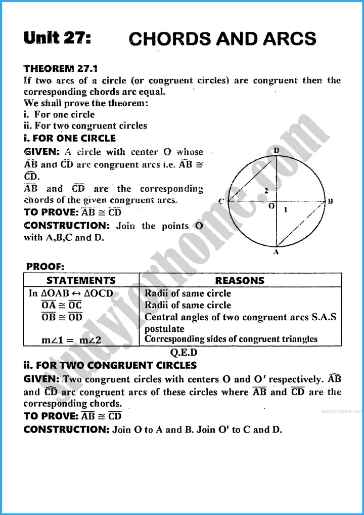 chords and arcs definition and formulae mathematics class 10th 01