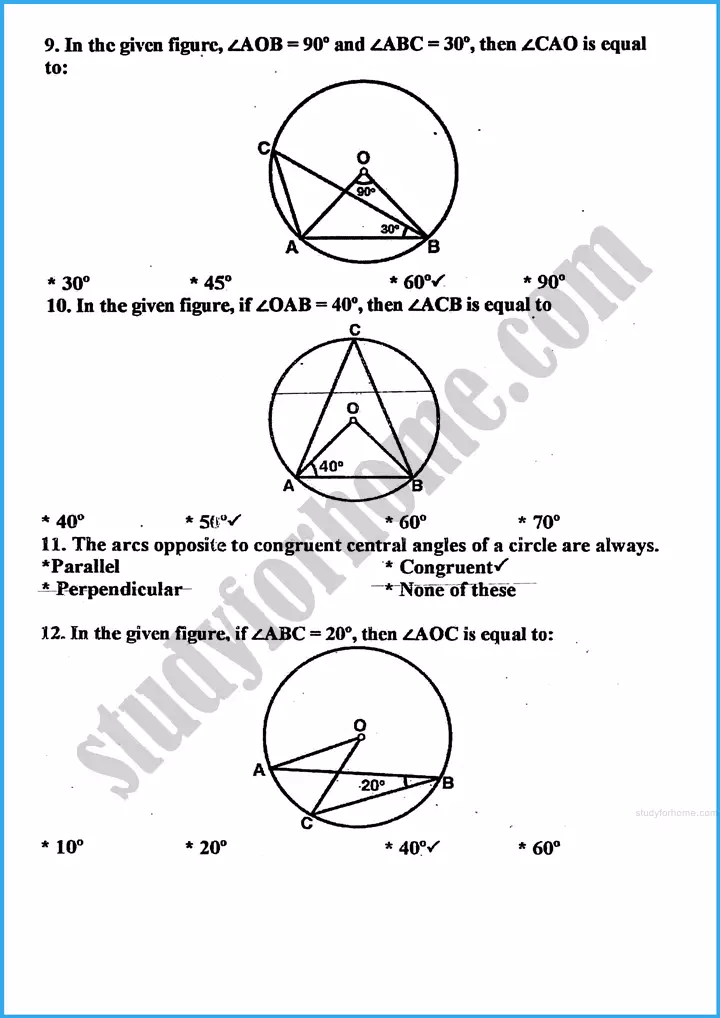 chords and arcs mcqs mathematics class 10th 02